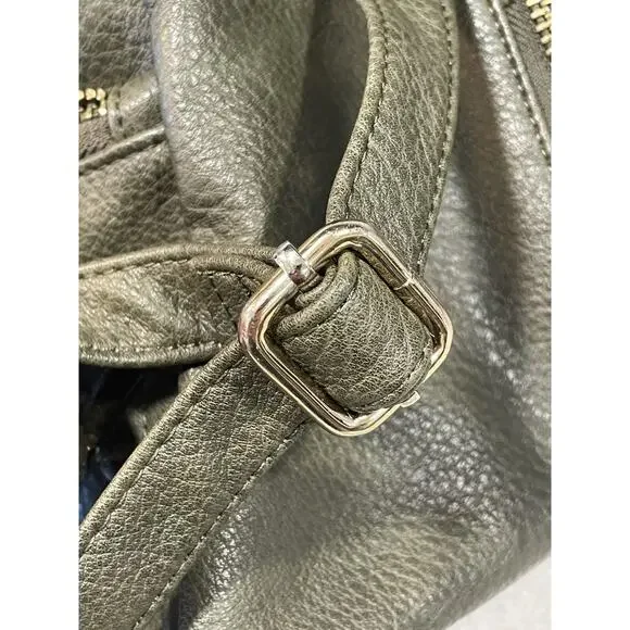 Sondra Roberts Squared Pebbled Green Backpack Bag Purse Casual Vegan Leather EUC - Picture 11 of 12